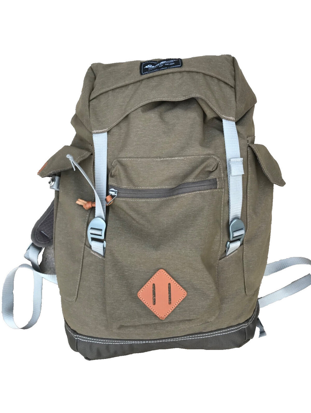 Eddie Bauer Bygone Utility Hiking Backpack Color Olive, aprx. 20"H x 6" D x 12 "